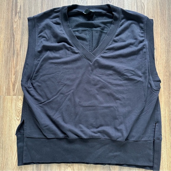 ATHLETA Black Retroterry V-Neck Sweatshirt Tee Plus Size 1X Minimalist Comfy - Picture 1 of 10